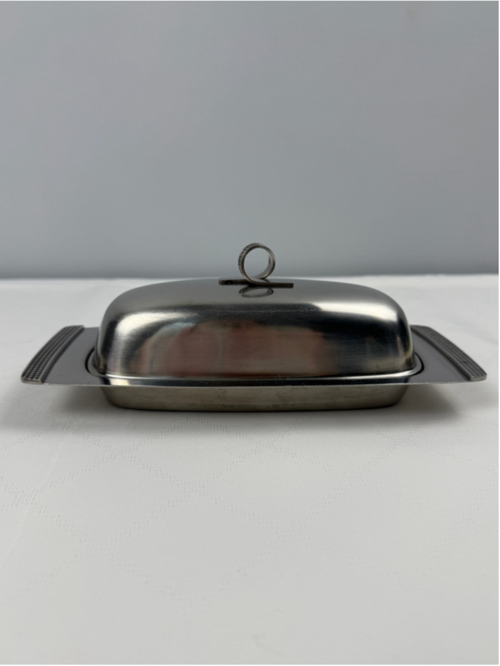 Vtg MCM Eaton Haddon Hall Stainless Steel Butter Dish Japan